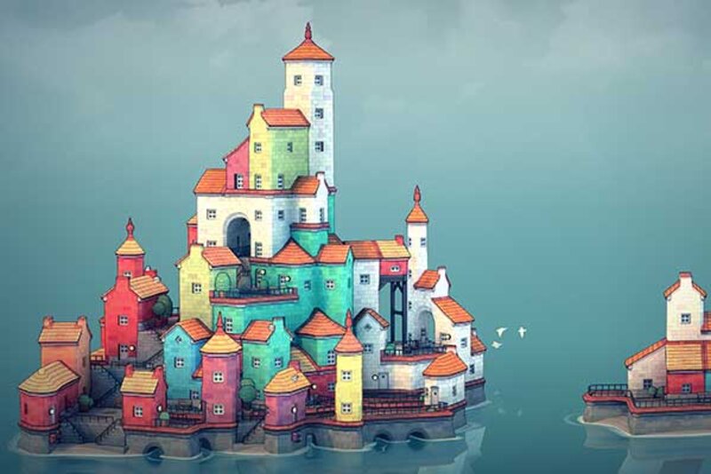 Screenshot aus dem Spiel "Townscaper"; Bild: Raw Fury Screenshot aus dem Spiel "Townscaper"