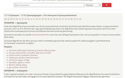 Screenshot der Seite synonyme.woxikon.de