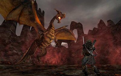 Kampf gegen einen Drachen aus "Gothic II Complete Classic"; Bild: THQ Nordic Kampf gegen einen Drachen aus "Gothic II Complete Classic"; Bild: THQ Nordic