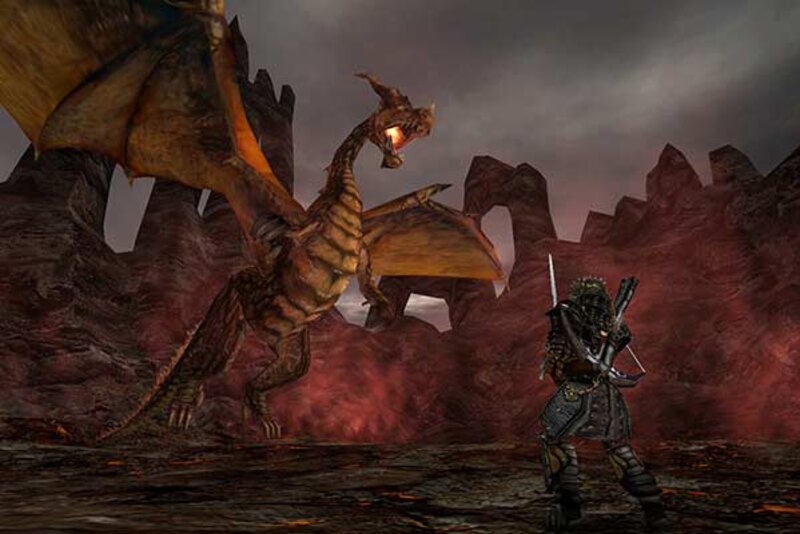 Kampf gegen einen Drachen aus "Gothic II Complete Classic"; Bild: THQ Nordic Kampf gegen einen Drachen aus "Gothic II Complete Classic"; Bild: THQ Nordic