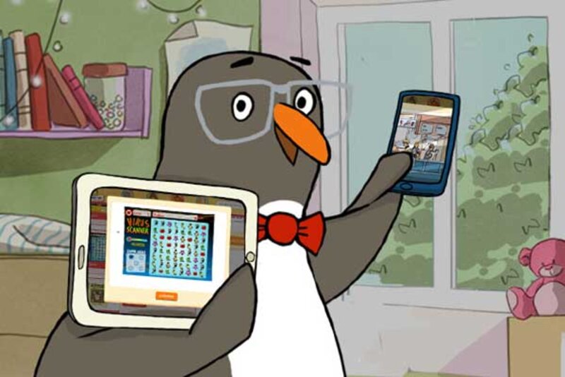 Eddie mit Smartphone und Tablet; Bild: Internet-ABC Eddie mit Smartphone und Tablet