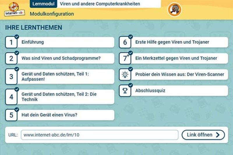 Modulkonfiguration Lernmodul 3.2.; Bild: Internet-ABC
