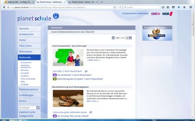 Screenshot: www.planet-schule.de/sf/faecher-multimedia.php?fach=1#result