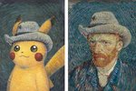 Pikachu inspiriert von Selbstporträt mit grauem Filzhut, 2022, Naoyo Kimura (1960), The Pokémon Company International. Rechts: Selbstporträt mit grauem Filzhut, Vincent van Gogh