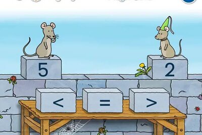 Zwei Mäuse rechnen im Spiel "Conni Mathe 1. Klasse"; Bild: Carlsen Verlag Zwei Mäuse rechnen im Spiel "Conni Mathe 1. Klasse"; Bild: Carlsen Verlag