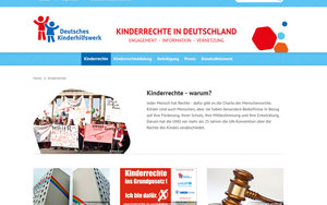 Screenshot der Kinderhilfswerk-Internetseite zum Thema Kinderrechte.