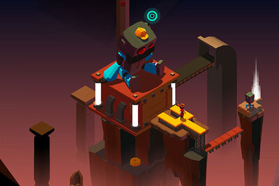 Figuren auf erhöhten Plateau im Spiel "Aarik and the Ruined Kingdom"; Bild: Shatterproof Games