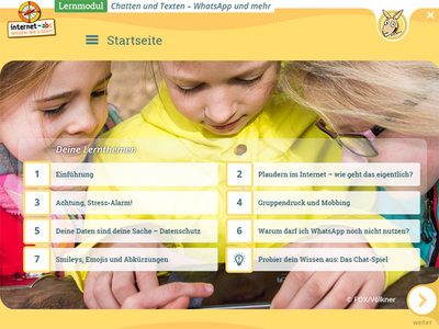 Startseite des Lernmoduls "Chatten und Texten – WhatsApp und mehr".