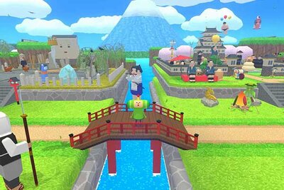 Rote Brücke am Fluss im Spiel "Once Upon a Katamari"; Bild: Bandai Namco Entertainment Inc.