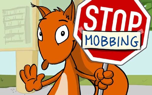 Flizzy mit Stop-Mobbing Schild