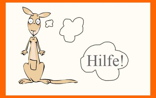 Percy mit einer "Hilfe"-Denkblase