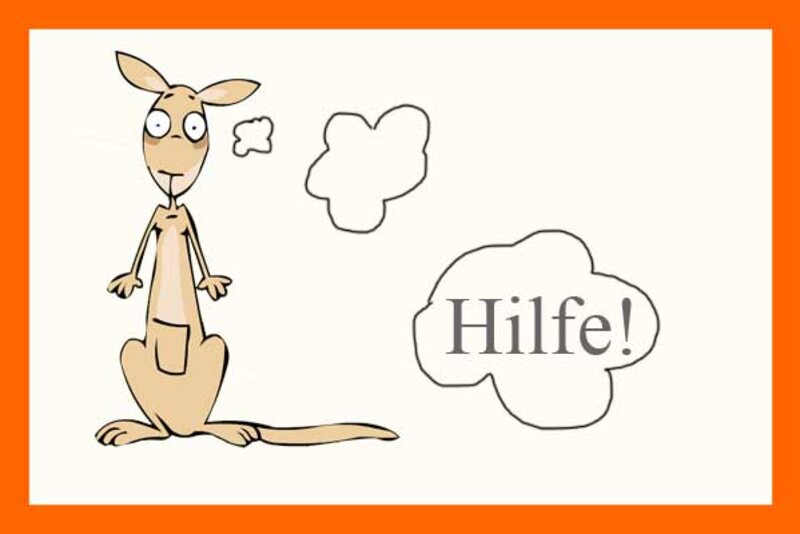 Percy mit einer "Hilfe"-Denkblase