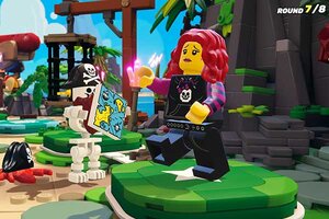 Rothaarige Lego-Frau neben Piratenskelett im Spiel "LEGO® Party!"; Bild: Fictions
