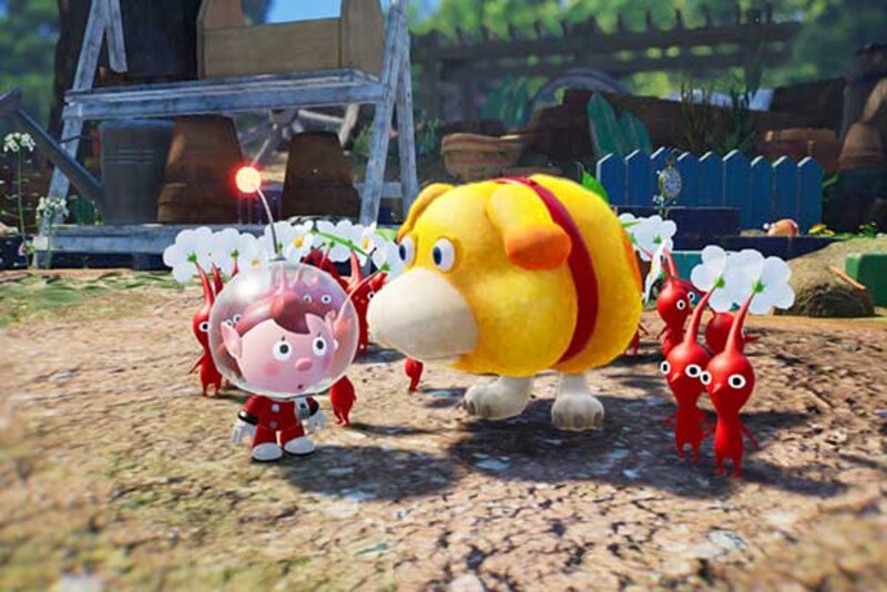 Screenshot aus dem Spiel "Pikmin 4"; Bild: Nintendo Figuren aus dem Spiel.