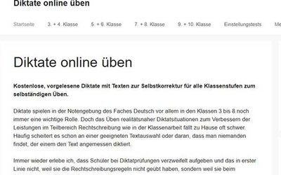 Screenshot der Seite www.diktat-ueben.de