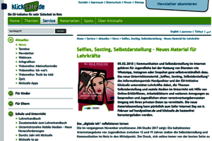 Screenshot der Webseite; Bild: klicksafe.de