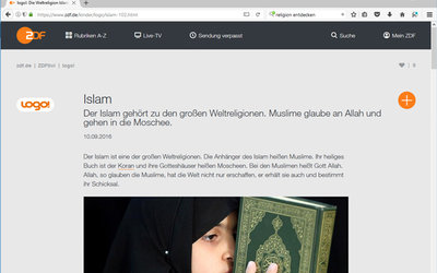 Screenshot: www.zdf.de/kinder/logo/islam-102.html