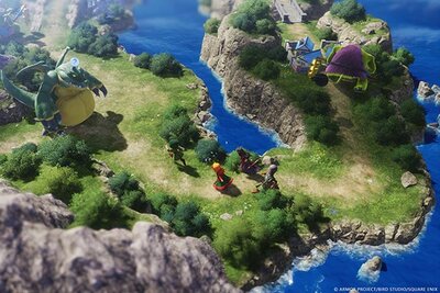 Spielelandschaft aus Vogelperspektive im Spiel "Dragon Quest VII Reimagined"; Bild: Square Enix