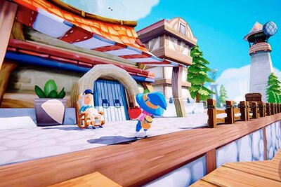 Hexe Mika beliefert einen alten Mann im Spiel "Mika and the Witch's Mountain"; Bild: Chibig