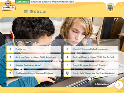 Startseite des Lernmoduls; Bild: Internet-ABC