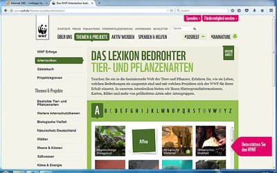 Screenshot: www.wwf.de/themen-projekte/artenlexikon/