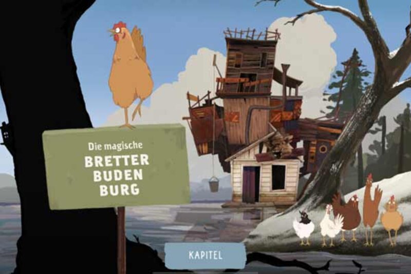 Startseite des Spiels "Die magische Bretterbudenburg"; Bild: Meander Books Startseite des Spiels "Die magische Bretterbudenburg"; Bild: Meander Books