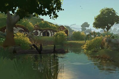 Hobbithäuser am Ufer im Spiel "Tales of the Shire"; Bild: Private Division Hobbithäuser am Ufer im Spiel "Tales of the Shire"; Bild: Private Division