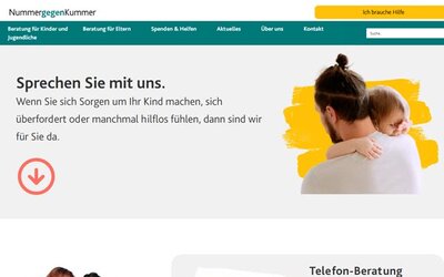 Screenshot der Seite Elternberatung der Nummer gegen Kummer; Bild: Nummer gegen Kummer e. V.