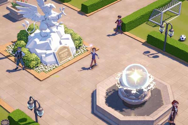 Zaubern vor einem großen Brunnen im Spiel "Spells & Secrets"; Bild: Merge Zaubern vor einem großen Brunnen im Spiel "Spells & Secrets"; Bild: Merge
