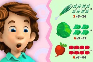 Junge zählt Gemüse im Spiel "Rechnen mit TOM"; Bild: Planet Schule Junge zählt Gemüse im Spiel "Rechnen mit TOM"; Bild: Planet Schule