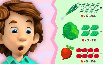 Junge zählt Gemüse im Spiel "Rechnen mit TOM"; Bild: Planet Schule Junge zählt Gemüse im Spiel "Rechnen mit TOM"; Bild: Planet Schule