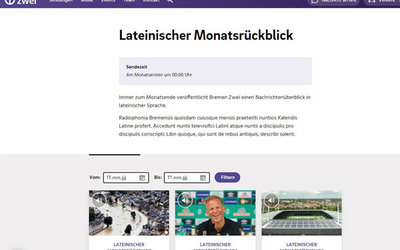 Screenshot der Seite https://www.bremenzwei.de/themen/nuntii-latini-100.html