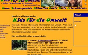 Screenshot der Internetseite www.umweltkids.de/