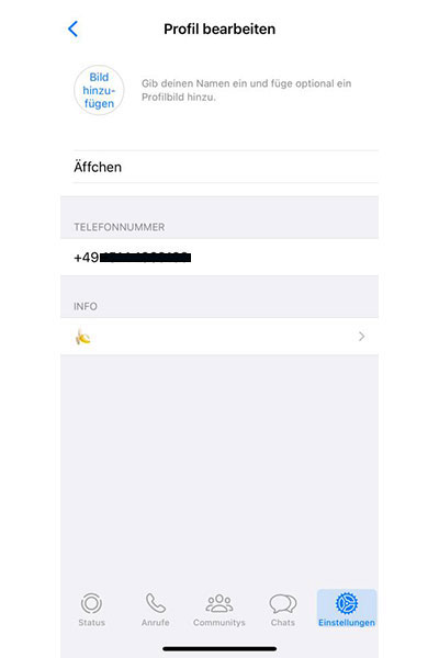 WhatsApp Profil bearbeiten iPhone; Bild: Internet-ABC