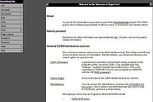 Screenshot vom alten Web; Bild: CERN